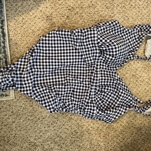 Kona Sol Blue and White Checkered One Piece Swimsuit